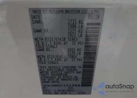 2018 Infiniti Qx60 from USA, damaged, VIN 5N1DL0MM9JC531988